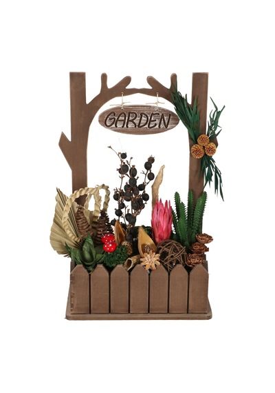Yapay Çiçek Deposu Ahşap Saksıda Yapay Succulent Bahçesi Boynuz Model