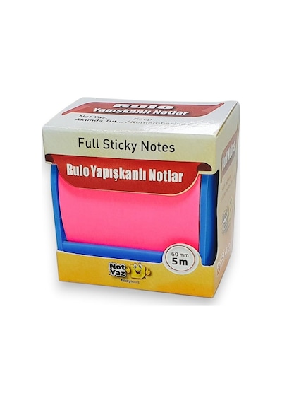 Neon Renkli Yapışkanlı Not Kağıdı Rulosu, 6 Cm X 5m, 80gr, Plastik Kesme Aparatlı, Ders Çalışma İçin İdeal
