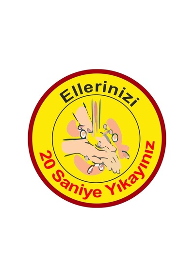 Sarı Ellerinizi 20 Saniye Yıkayınız Uyarı Levhası 25x25 Cm 1 Adet