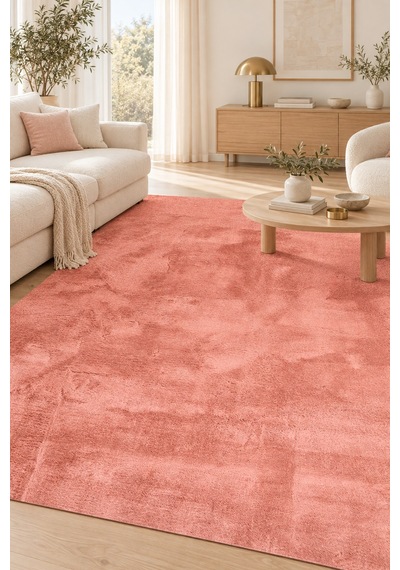 Kuvva Peluş Rose Ekstra Yumuşak Kaymaz Tabanlı Tüy Dökmez Kabartmalı Polyester Halı Özel Ölçü