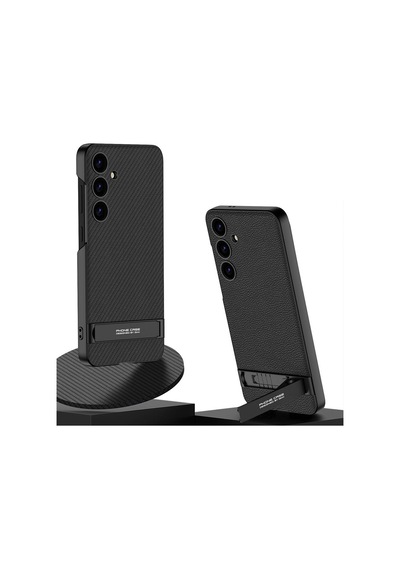 Galaxy S24 Kılıf Zore Kamera Korumalı Leather Dikey Standlı Ays Kapak Siyah