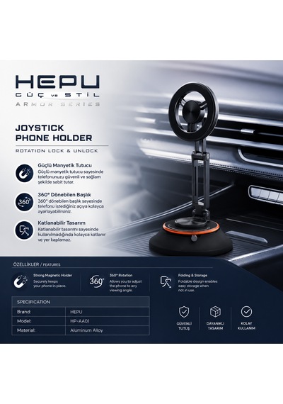 Hepu Armor Series Hp-aa01 Güçlü Manyetik Araç İçi Telefon Tutucu - 360 Dönebilen Başlık Ve Katlanabilir Alüminyum Alaşım Gövde Tüm Akıllı Telefonlarla Uyumlu Torpido Üstü Mıknatıslı Araç Tutacağı Siyah Hepu Armor Series Hp-aa01 Güçlü Manyetik Araç İçi Telefon Tutucu - 360 Dönebilen Başlık Ve Katlanabilir Alüminyum Alaşım Gövde Tüm Akıllı Telefonlarla Uyumlu Torpido Üstü Mıknatıslı Araç Tutacağı Siyah
