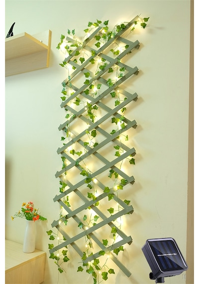 TechnoSmart Solar 50 Ledli Yeşil Yapay Yapraklı 5 Mt. Dekoratif Bahçe Aydınlatma Balkon Süsleme