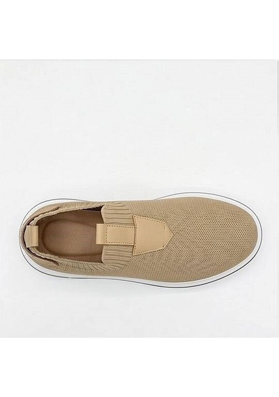 Daytex 1111 Erkek Slip-on - Full Triko Örgü Sportif Kalın Eva Taban Sneaker Bej