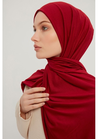 Şaless Merserize Penye Şal - Bordo