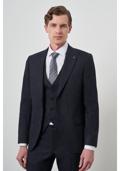 Morven Erkek Lacivert Trend Yelekli Slim Fit Sivri Yaka Takım Elbise 25mc001069200 Lacivert