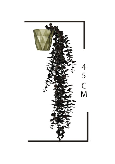 Yapay Çiçek Kahverengi Okaliptus 45 Cm New Collection Gold Elmas Saksıda Yapay Sarkan Bitki Kahverengi