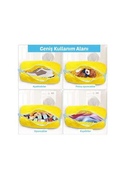 Ayakkabı Yıkama Torbası - Mikrofiber Astarlı - Fermuarlı - Geniş Kullanım Alanı Karışık