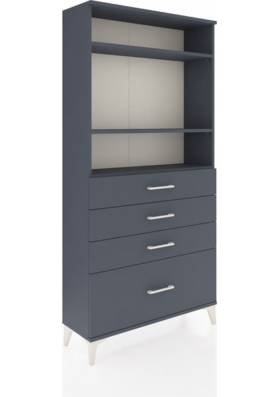 Arges Dolap 3 Raflı 4 Çekmeceli 88x30x182 Antrasit-antrasit Antrasit