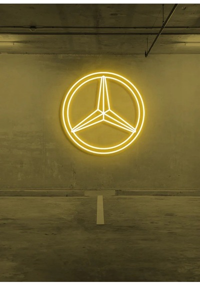 Rent A Carlara Özel Mercedes Logo Neon Tabela Sarı