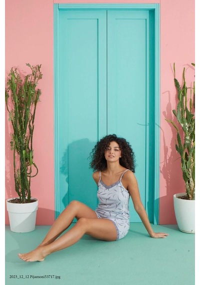 Pemilo 2780-30 37608 - 1 İp Askılı Şortlu Kadın Pijama Takımı Gri