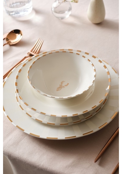 Karaca  Elegance Bone Aries Metalic 24 Parça 6 Kişilik Yemek Takımı