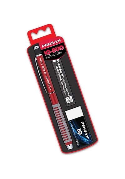 Iq-duo 0.7 Uçlu Kalem Seti 1 Paket Pensan Iq Duo Versatil Kalem Seti Silgi Ve Uç Hediyeli Metal Mekanizmalı Kırmızı