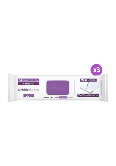 Sleepy Easy Clean Orkide Bahçesi Mopa Uyumlu Yer Temizlik Havlusu&amp Mendili 3x20 60 Yaprak Diğer