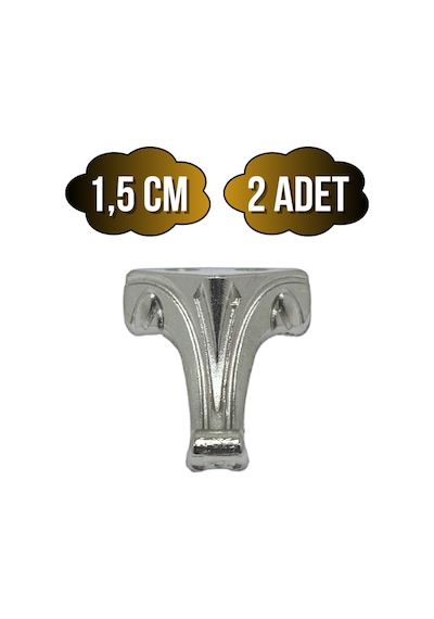 Moda Metal Ayak Çeyiz Ve Hediye Kutusu Mobilya Ayağı 1,5cm Gümüş 2 Adet Gümüş