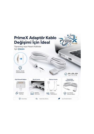 Primex Px-mac2 Magsafe 2 Güç Adaptörü Kablosu, Apple Macbook A1425 A1435 A1465 A1502 Uyumlu, 5