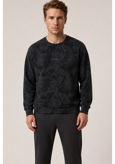 Redline Allon Desenli Kışlık Yeni Sezon Erkek Regular Fit Sweatshirt Beyaz SIYAH