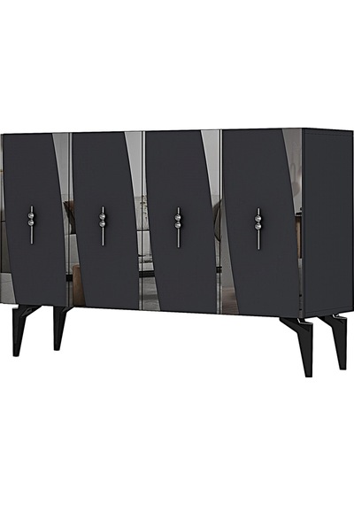 Ka1213as Elips Konsol Ve Tv Sehpası Antrasit-silver 120cm