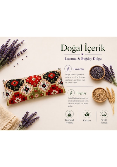 Lavande Çiftlik Lavanta Dolgulu Göz Yastığı Etnik Desenli Çok Renkli