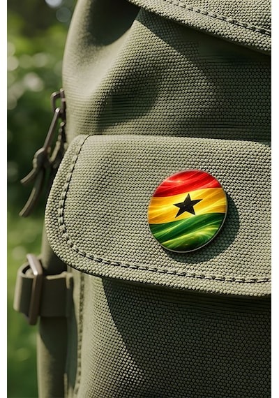 Gana Ghana Abstract Ülke Bayraklı Buton Rozet - 44 MM 5 Adet Çok Renkli