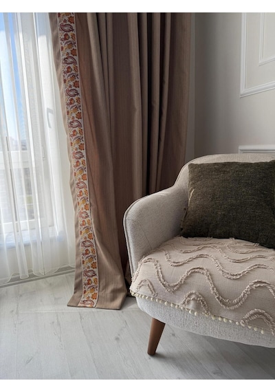 Diletto Oturma Yerini Kapatan Dalgalı Ponponlu Koltuk Örtüsü Berjer Örtüsü 70x95 Cm Vizon Vizon