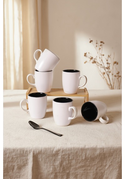 Keramika Mat Beyaz / Siyah Bulut Kupa 9 Cm 6 Adet 022/650