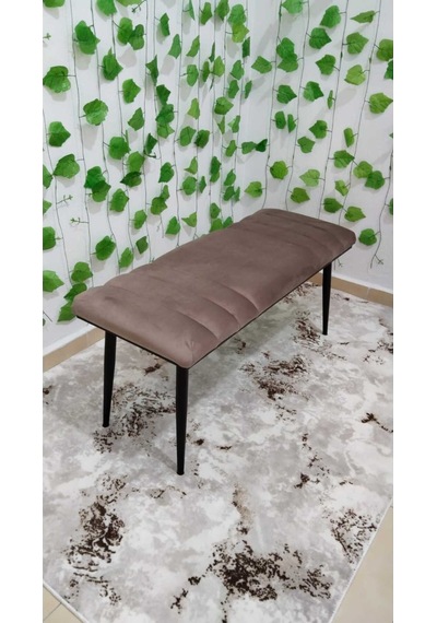 Özcan Metal Siyah Metal Ayaklı Metal Kasalı Bench Mutfak Salon Antre Yatak Odası Balkon Puf Bank Kahverengi Siyah