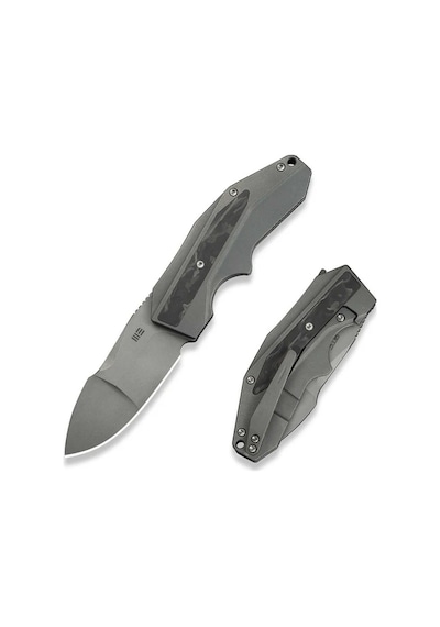 We Knife Coral Gray Titanium Handle With Marble Carbon Fiber Inlay Gray Stonewashed Cpm 20cv Blade Çakı Gri