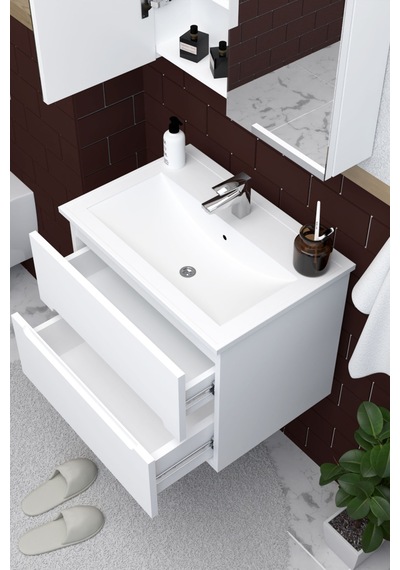 Teta Home Kopenhag 65 Cm Mdf Gövde Membran Kapak Banyo Dolabı Seti Beyaz