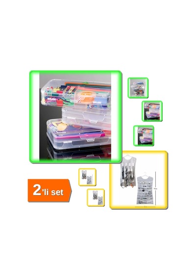 Dolap Organizer Kutusu 2 Katlı + Siyah Çizgili Elbise Şeklinde Takı Organizeri - 2li Set F0h0c8 Belirtilmemiş