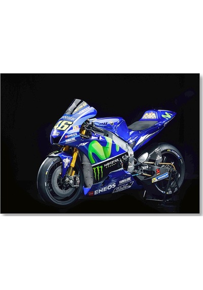 Cakasepetim Yamaha Eneos Mavi Yarış Motorsikleti Karanlık Arka Plan Ahşap Mdf Tablo