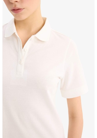 Defacto Polo Yaka Pike Kısa Kollu Mini Elbise D8273ax25spwt32 Beyaz-wt32