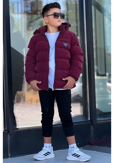 Pina Kids Erkek Çocuk Çıkarılabilir Kapüşonlu Su Geçirmez Nova Kışlık Mont Km4012 Bordo
