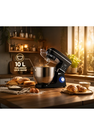 Fakir Maxychef XL Mutfak Şefi 2000 W 10 L Paslanmaz Çelik Hamur Yoğurma Ve Karıştırma Makinesi