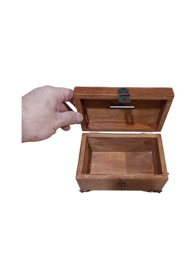 Mini Ahşap Bahşiş Kutusu Tip Box 15x10x10 Cm Kahverengi