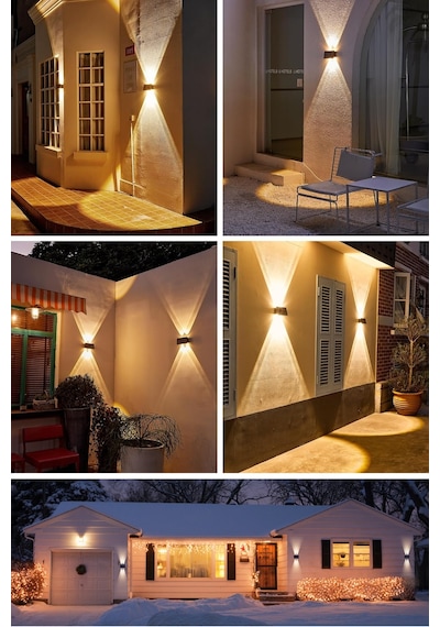 Trendpoint 2adet Solar Çift Taraflı 4ledli Aplik Sarı Işık Duvar Lamba Bahçe Aydınlatma Güneşle Şarj