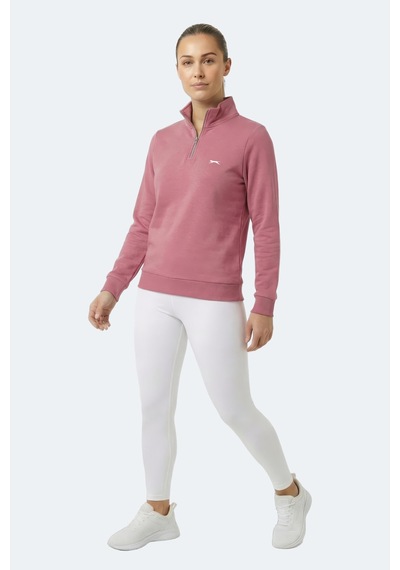 Slazenger Maxıs I Kadın Dik Yaka Fermuarlı Pembe Sweatshırt Pembe