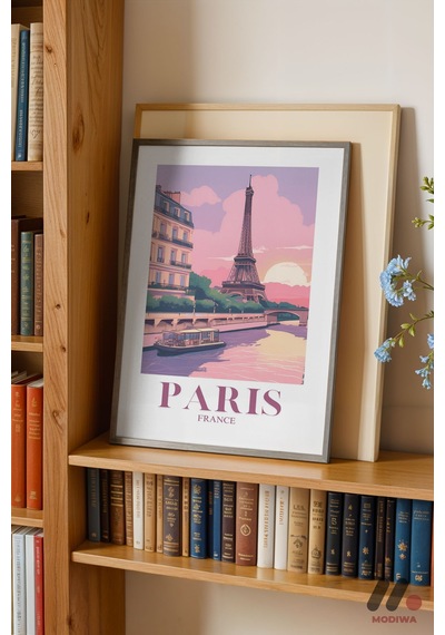 Paris Seyahat Posteri, Siyah Çerçeveli Duvar Tablosu - Seyahat Severlere Hediye