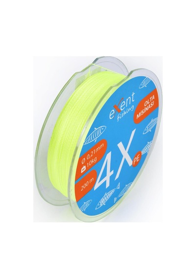 Exent 4 Örgü 0,21 Mm 200 Metre Sarı Balıkçı Misinası