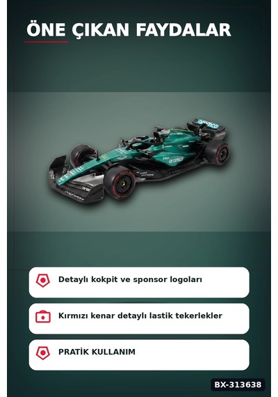 1:32 Aston Martin F1 Metal Diecast Model Araba - Çek Bırak Oyuncak, Koleksiyon Bx-313638