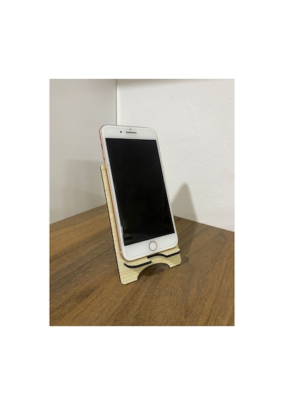 İsme Özel Minimalist Ahşap Telefon Standı Şarj Kanallı Masaüstü Tutucu Açık & Koyu Renk Seçenekli Akçaağaç