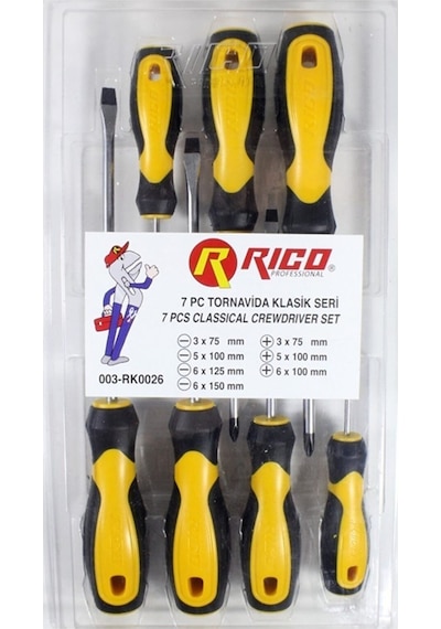Rıco 003-RK0026 7li Klasik Tornavida Seti (4 Düz -3 Yıldız)