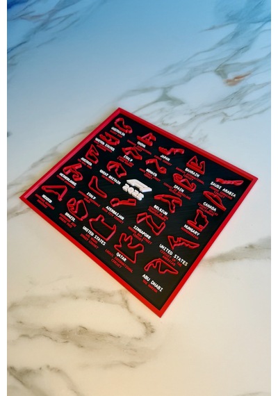 Formula 1 2025 Pist Haritası Yarış Tutkunlarına Özel Dekoratif Tablo 22x25cm