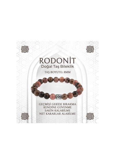 Saff Doğaltaş Rodonit Doğal Taş Bileklik - 8 MM Çok Renkli