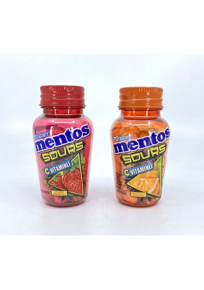 Mentos Sours Şekersiz Tatlandırıcılı C Vitaminli Çilek Ve Portakal Aromalı Tablet Şekerleme 49gr X 2 Adet