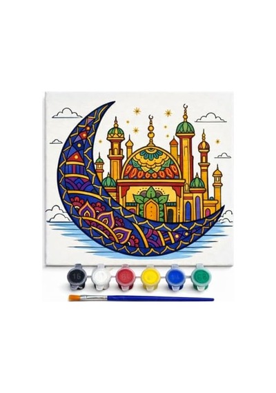Ramazan Desenli Tuval Etkinlik Boyama Ramazan Süsleri, Ramazan Süsü, Ramazan Süslemeleri Dekarasyon 20-20 Cm