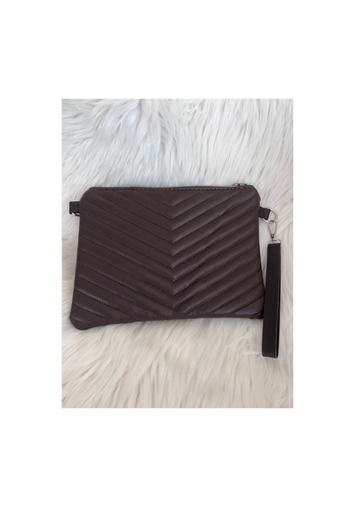 Genel Markalar Kahverengi Clutch El Çantası Krem