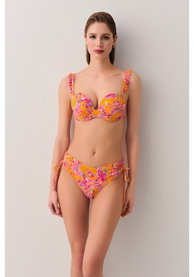 Suwen Jungle Dolgulu Straplez Bikini Üst Sb25190648648 Turuncu Desenli