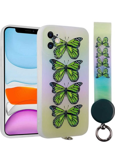 Apple Uyumlu iPhone 11 Kılıf Desenli El Askılı İpli Zore Arte Silikon Kapak NO4
