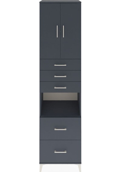 Hyperion Dolap 3 Raflı 5 Çekmeceli 2 Kapaklı 60x44x243 Antrasit-antrasit Antrasit